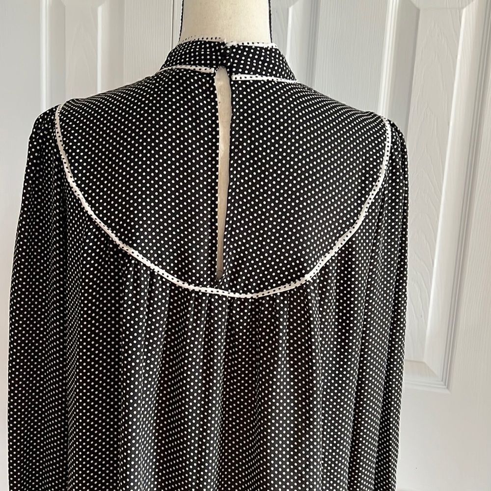WHO WHAT WEAR Black Polkadot High Neck Blouse - Picture 9 of 16